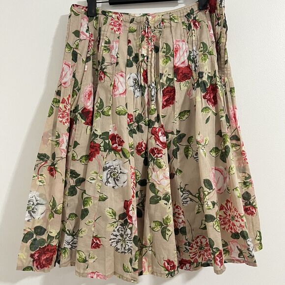 Cabi Skirt Womens 8 Beige Floral Pleated Full Lined Garden Party Spring Summer - Picture 2 of 7